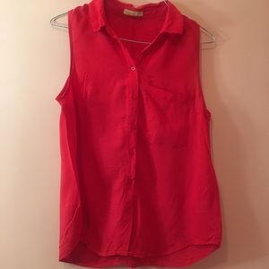 Red sleeveless top